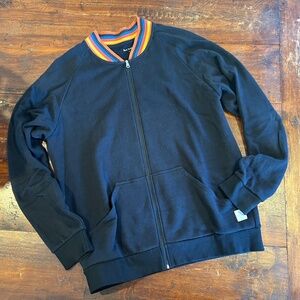 PAUL SMITH Artist Stripe Zip Up Cotton Jersey Track Bomber Jacket L